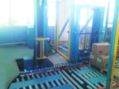 Double-layer pallet automatic film wrapping and stacking line